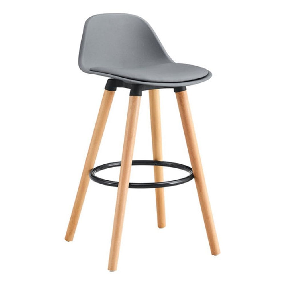 Cadeira De Bar Alta 97x38x39ck Madeira E Metal - Cinza