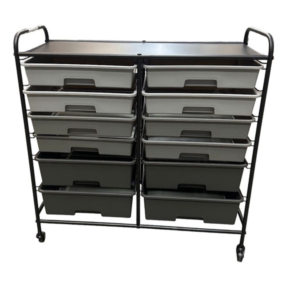 Carrinho Multiuso Organizador Preto 12 Gavetas - 77x76x31cm