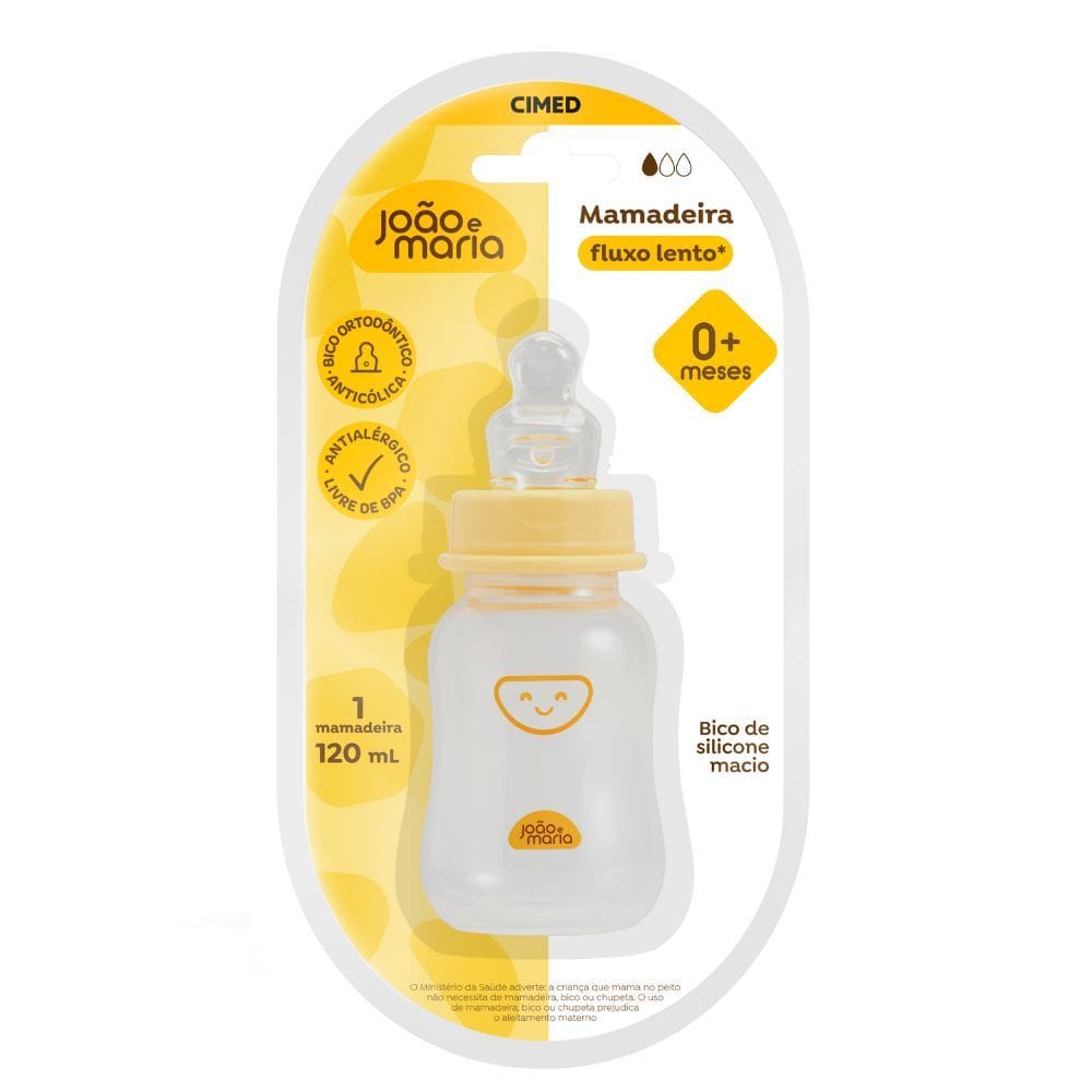 Mamadeira Cimed João e Maria Fluxo Lento 0+ Meses 120ml