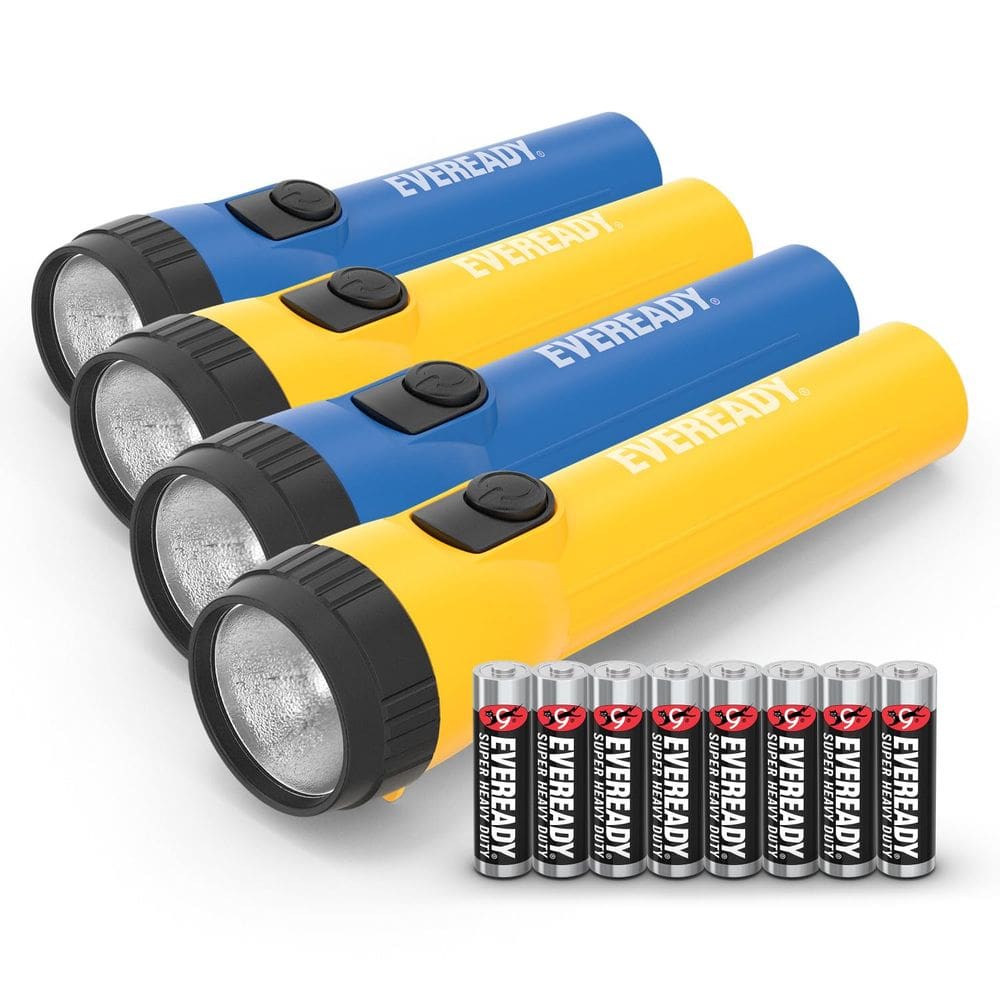 Lanterna Eveready LED Bright para emergências, pacote com 4 baterias
