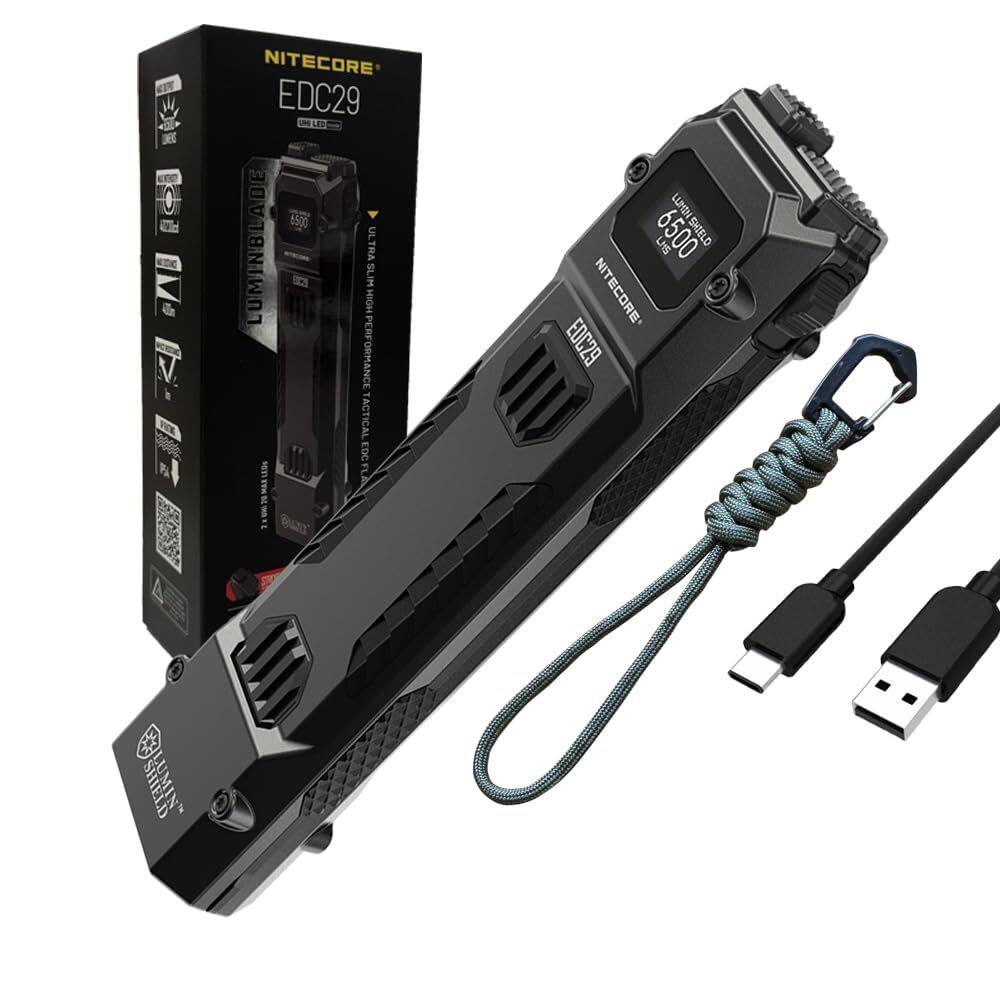 Lanterna Nitecore EDC29 recarregável de 6500 lúmens com cabo