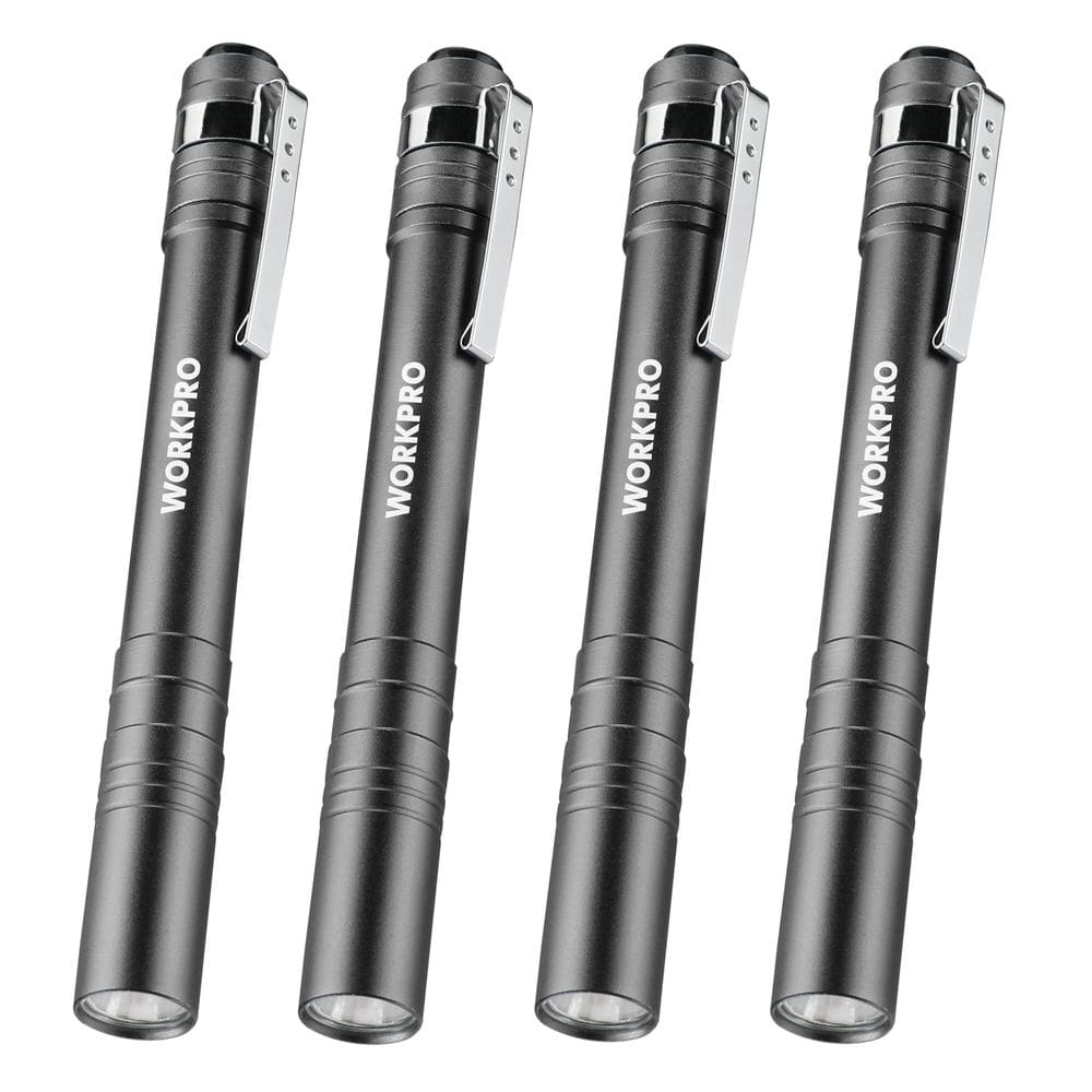 Caneta de luz WORKPRO LED de alumínio com clipe cinza com 2AAA x4