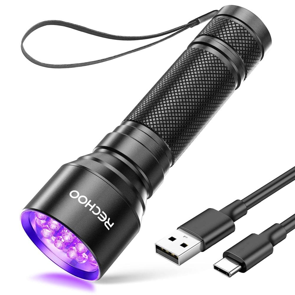 Lanterna UV RECHOO Black Light 21 LED 395nm recarregável