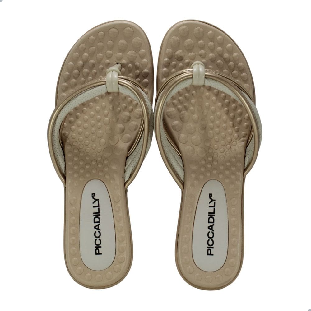 Tamanco Feminino Piccadilly Off White com Ouro