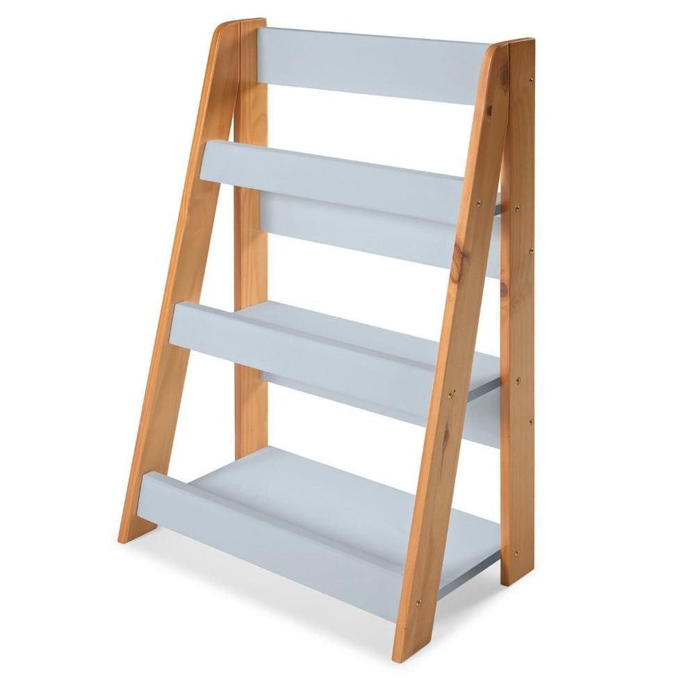 Porta Livros de Chão 85cm X 24 Cm X 58 Cm Azul BB/Amêndoa