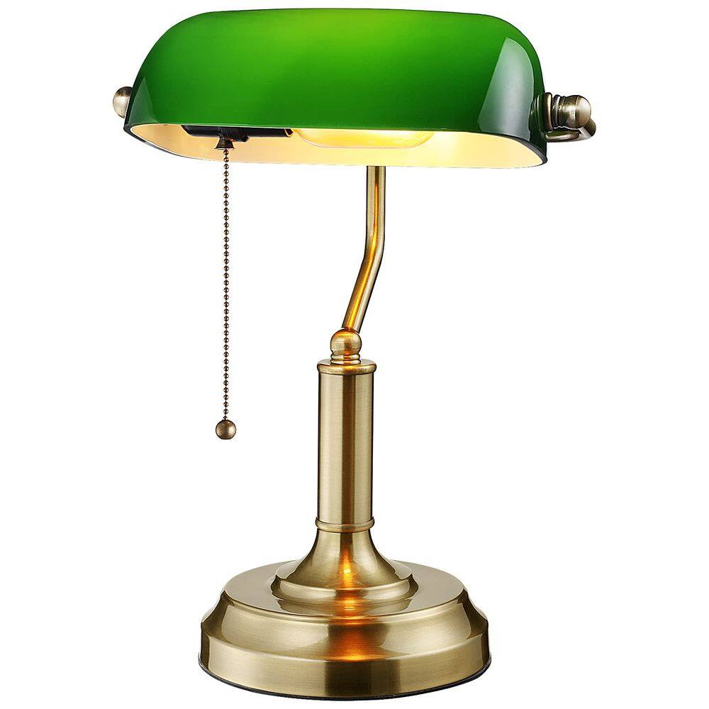 Lâmpada de mesa TORCHSTAR Green Glass Bankers UL Listed Vintage