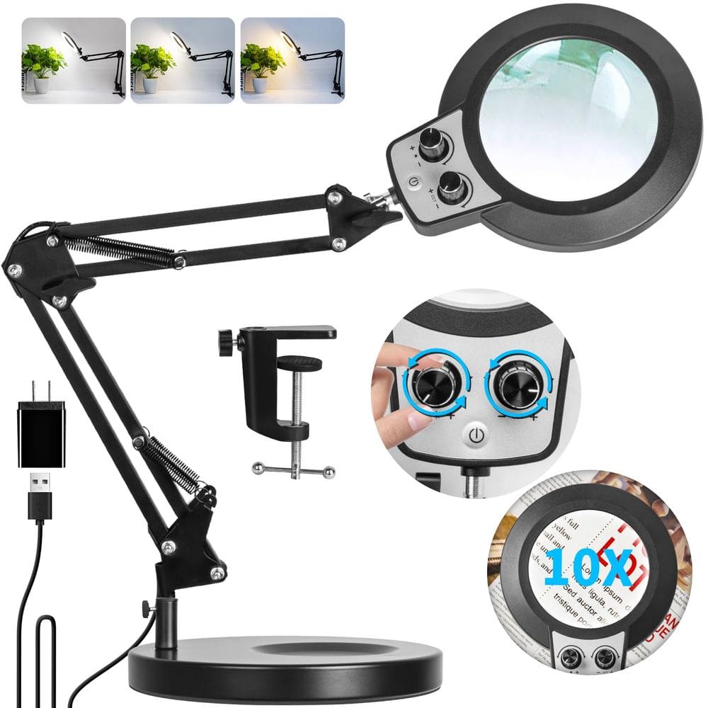 Lupa KIRKAS 10X com luz e suporte