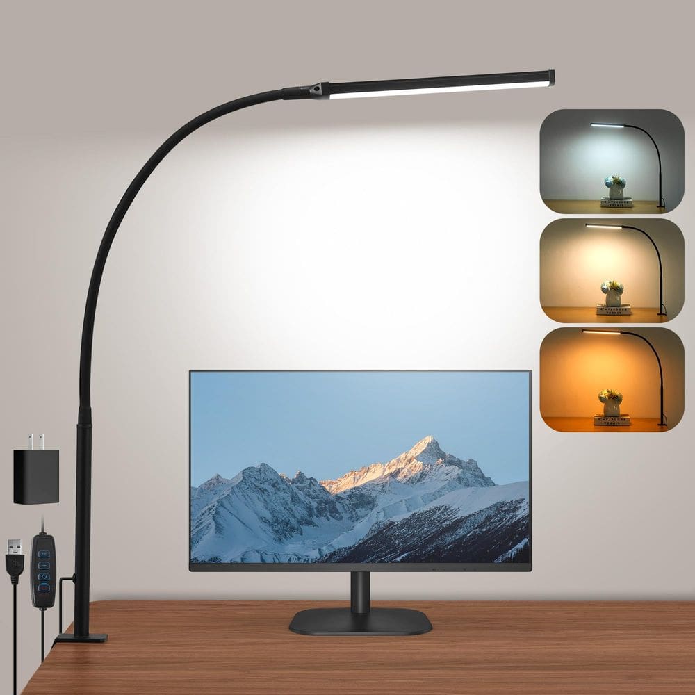 Lâmpada de mesa LED LIBORA Eye-Caring com braçadeira de 3 modos e 10 de brilho