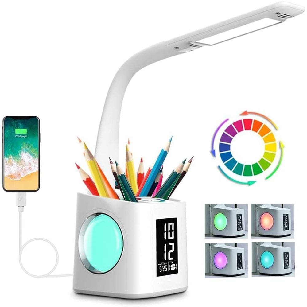 Lâmpada de mesa wanjiaone Study LED 10W com porta de carregamento USB