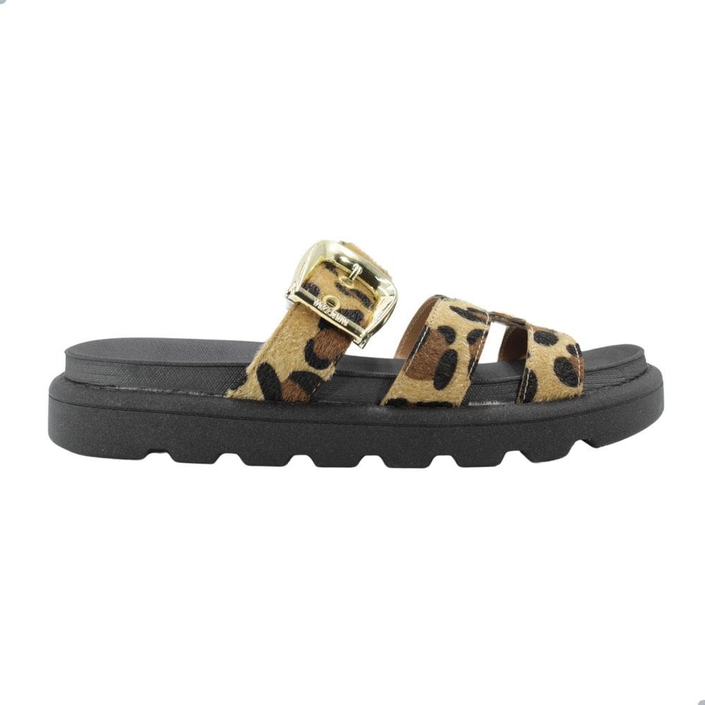 Tamanco Feminino Vizzano Pelo Onça Milano Multi Bege Preto
