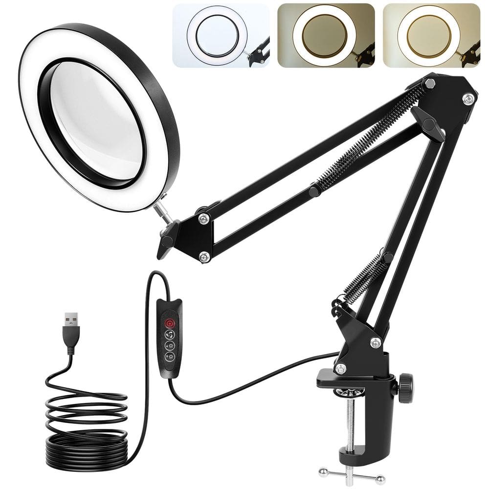Lâmpada de mesa Paradmas Magnifying Glass 10x 3 modos de cor