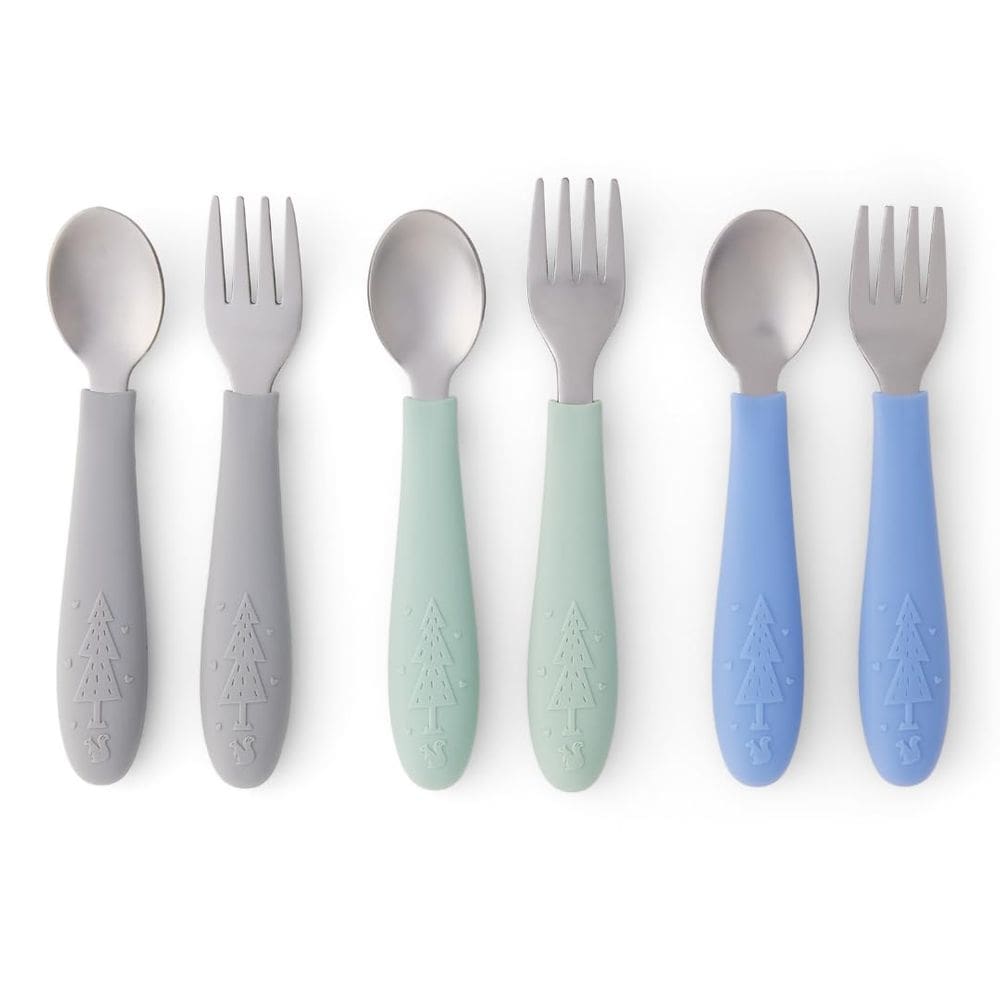 Talheres infantis Elk and Friends com alça de silicone inoxidável