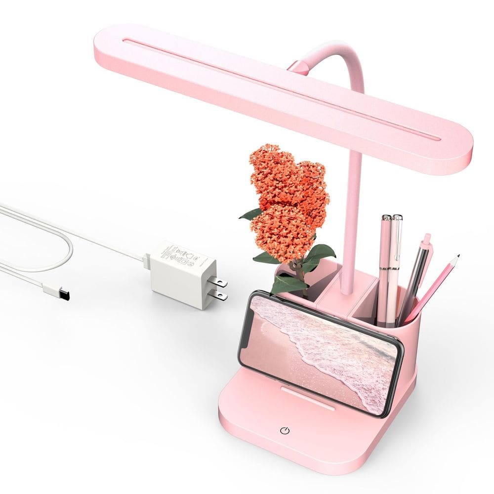Lâmpada de mesa AXX Pink para escritório doméstico, LED regulável, 10W