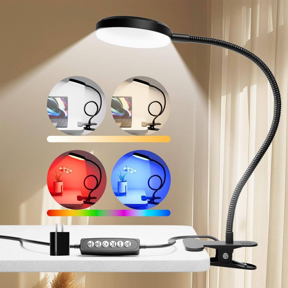 Lâmpada de mesa Reifeiniwei 2 em 1 Gooseneck LED 10W RGB e luz quente