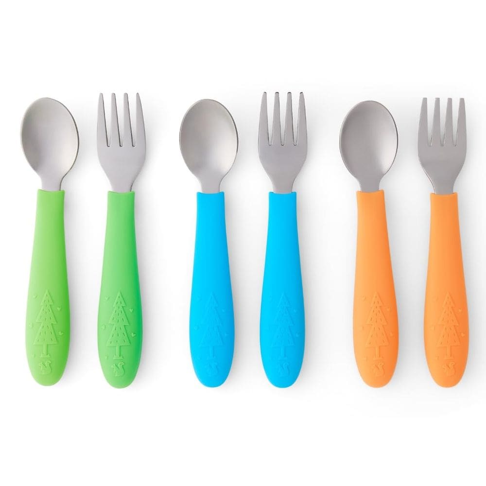 Talheres infantis Elk and Friends com alça de silicone inoxidável