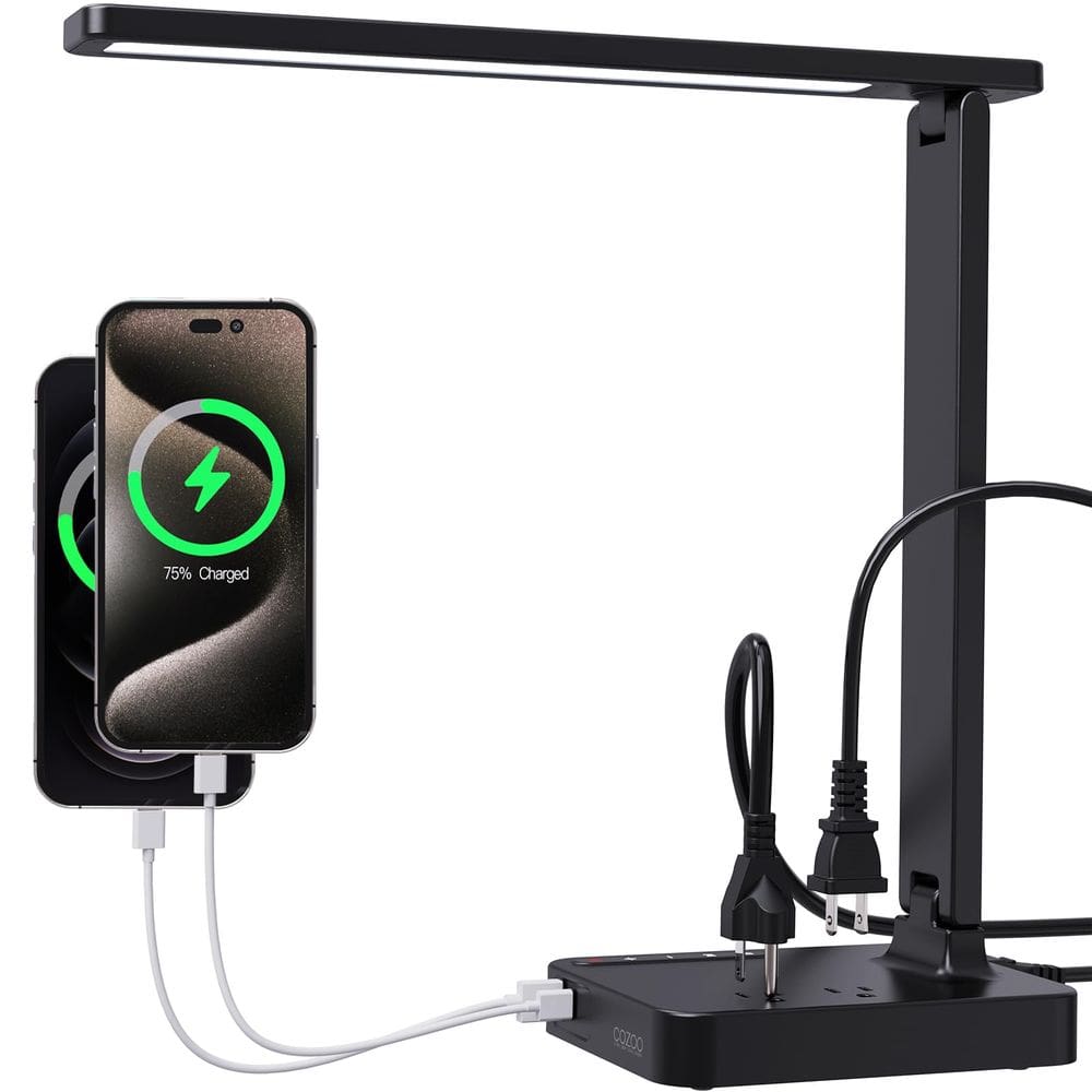Lâmpada de mesa cozoo para escritório doméstico com portas e tomadas de carregamento USB