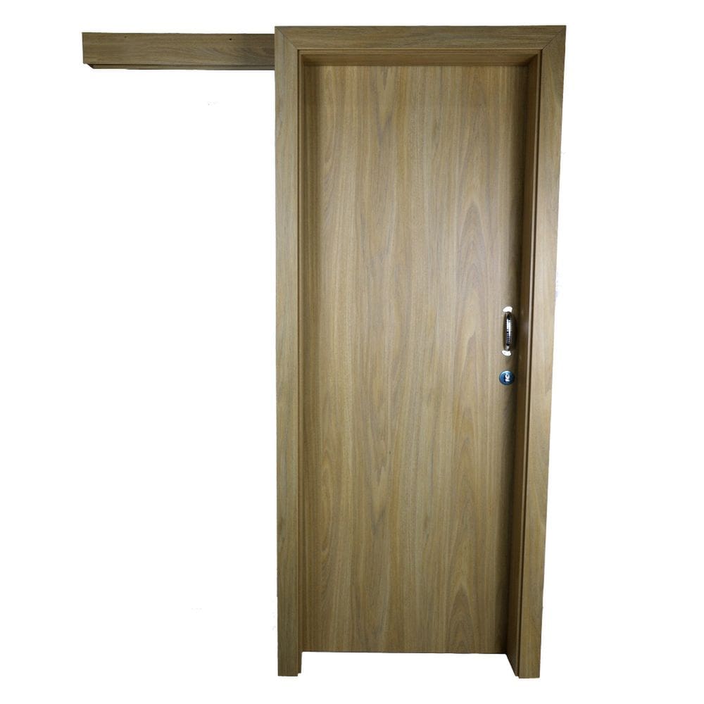 Kit Porta de Madeira de Correr Completa 213x70cm Batente 14cm Freijó