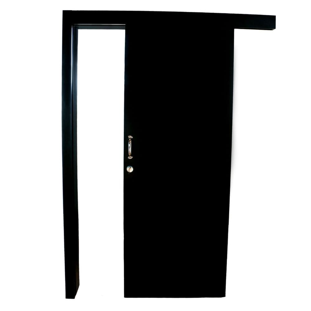 Kit Porta de Madeira de Correr Completa 213x60cm Batente 14cm Preto Tx