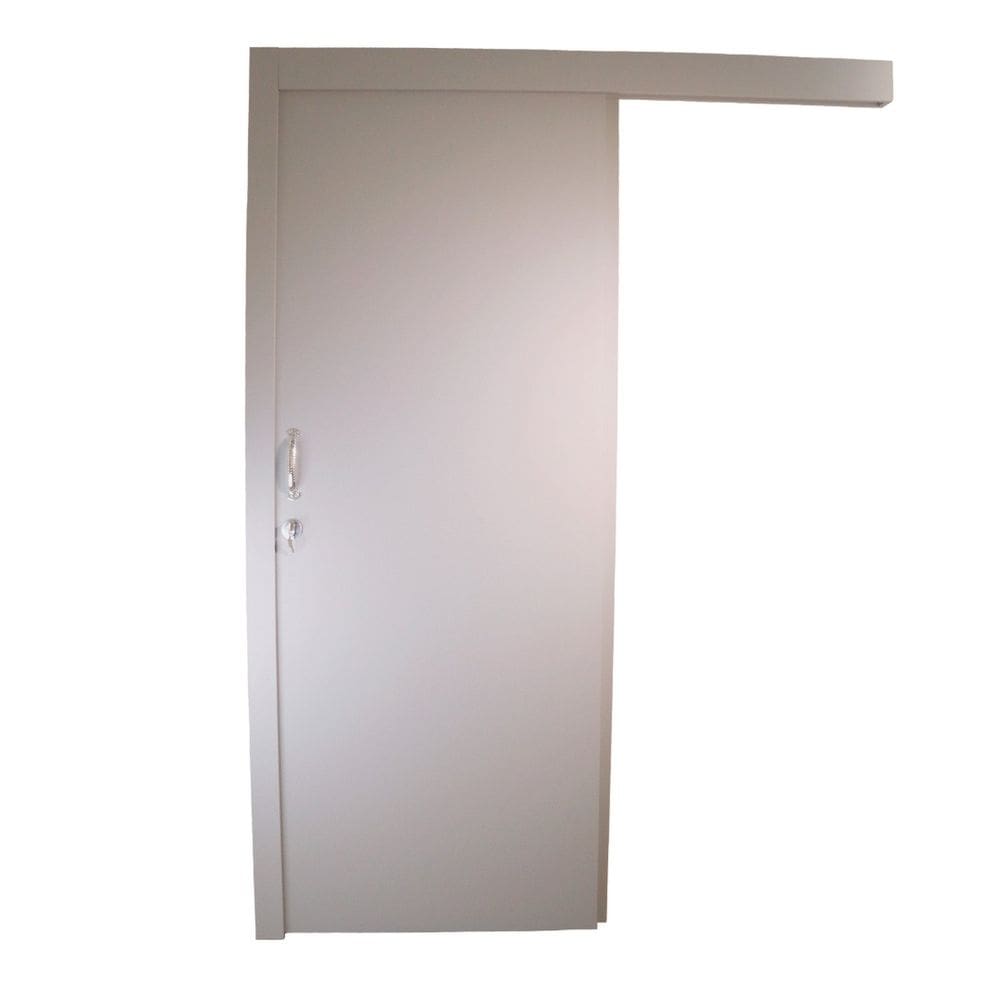 Kit Porta de Madeira de Correr Completa 213x60cm Batente 12cm Cinza TX
