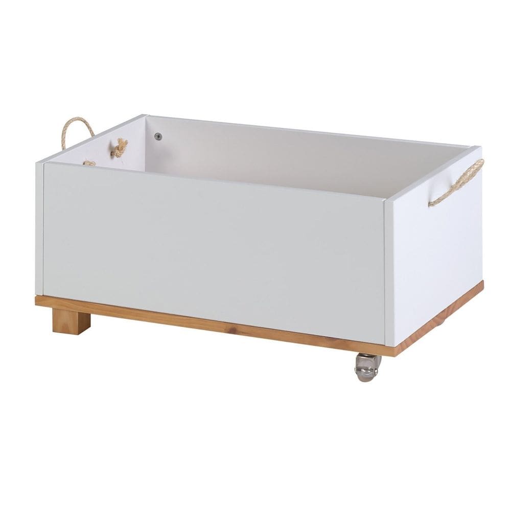 Baú Infantil Doug 60cm X 36cm X 30cm Branco/Amêndoa