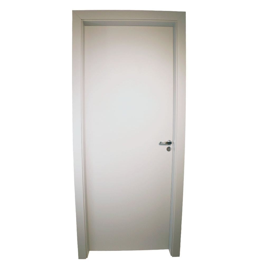 Kit Porta de Madeira Completa 213x84cm Batente 12cm Lado Esquerda Cinza