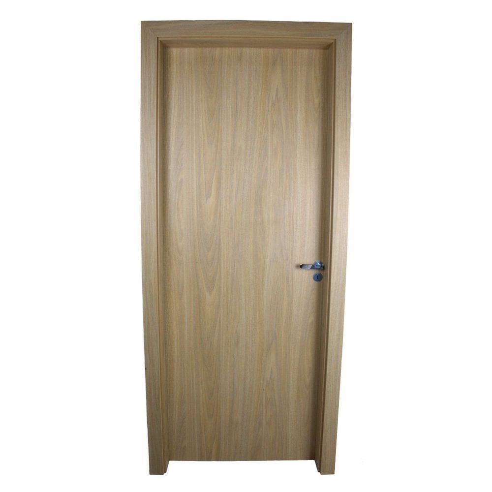 Kit Porta de Madeira Completa 213x64cm Batente 16cm Lado Esquerda Freijó