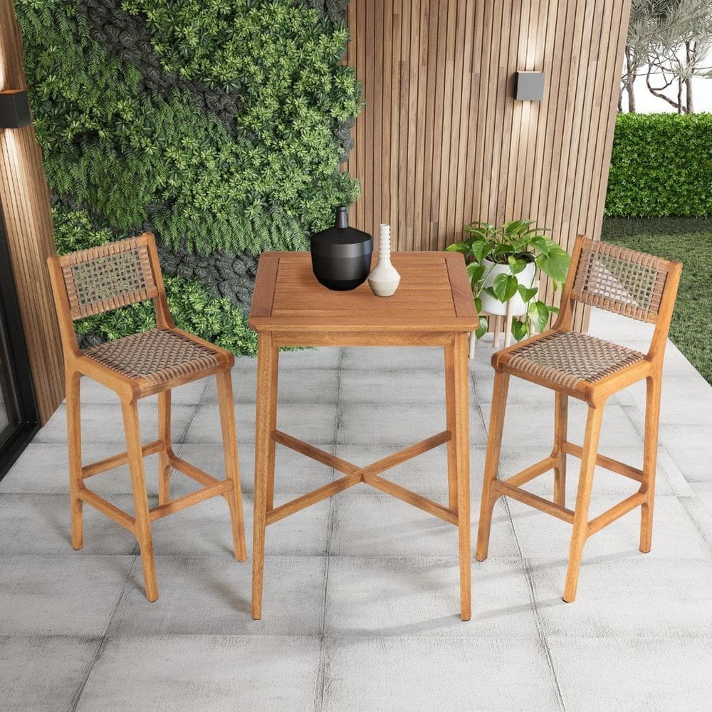 Banqueta 106cm X 75cm X 46cm Linha Traço Stain Jatobá/Corda Rami