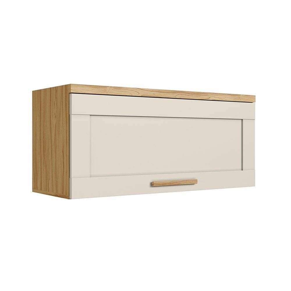 Armário Aéreo de Cozinha 80cm 1 Porta Basculante 100% Mdf Espresso Móveis Estônia Amêndoa/Off White