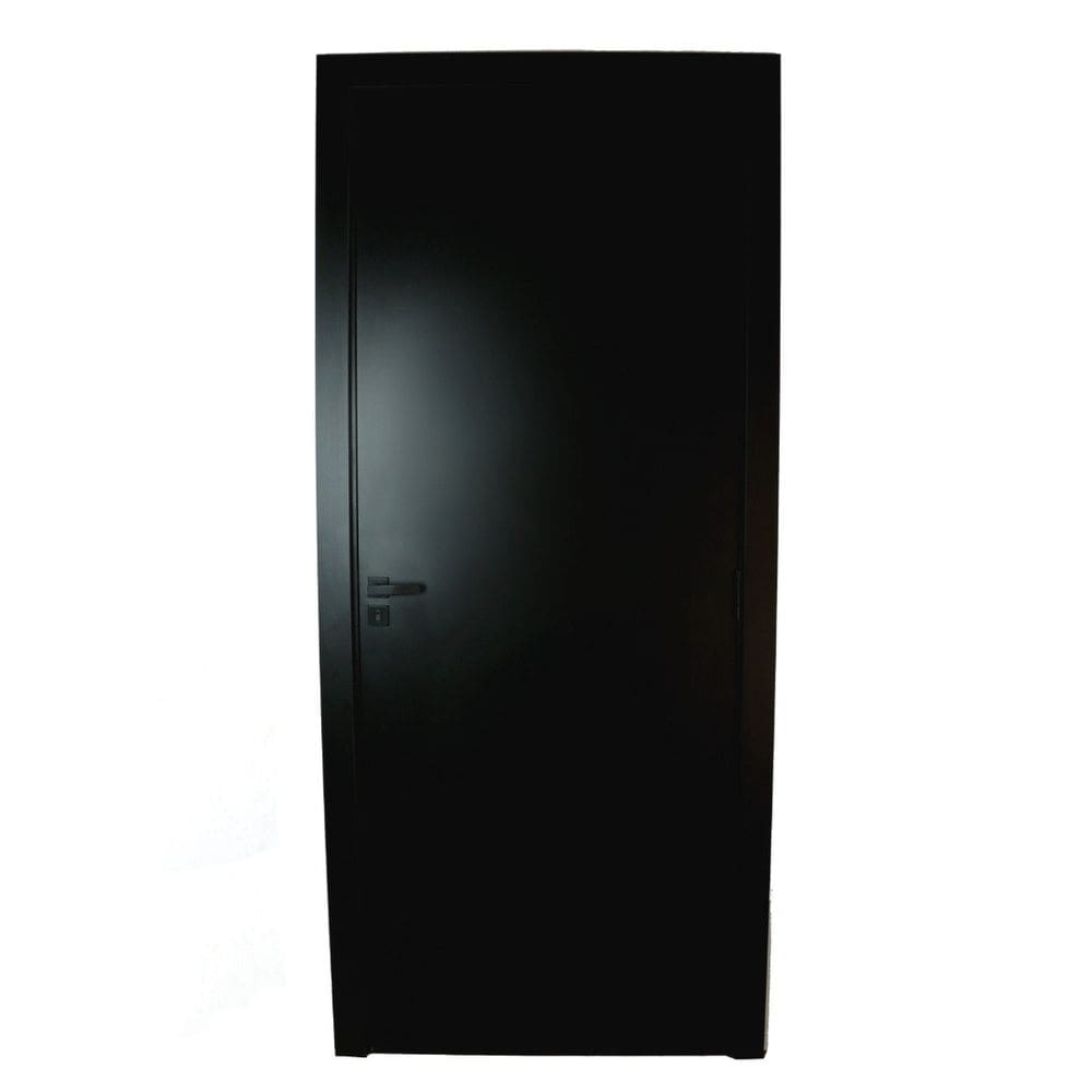 Kit Porta de Madeira Completa 213x64cm Batente 14cm Lado Esquerdo Preto