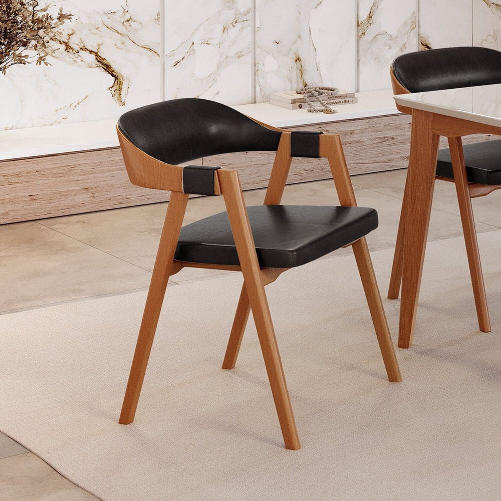 Cadeira para Mesa de Jantar Encosto Curvo Gaia Preto