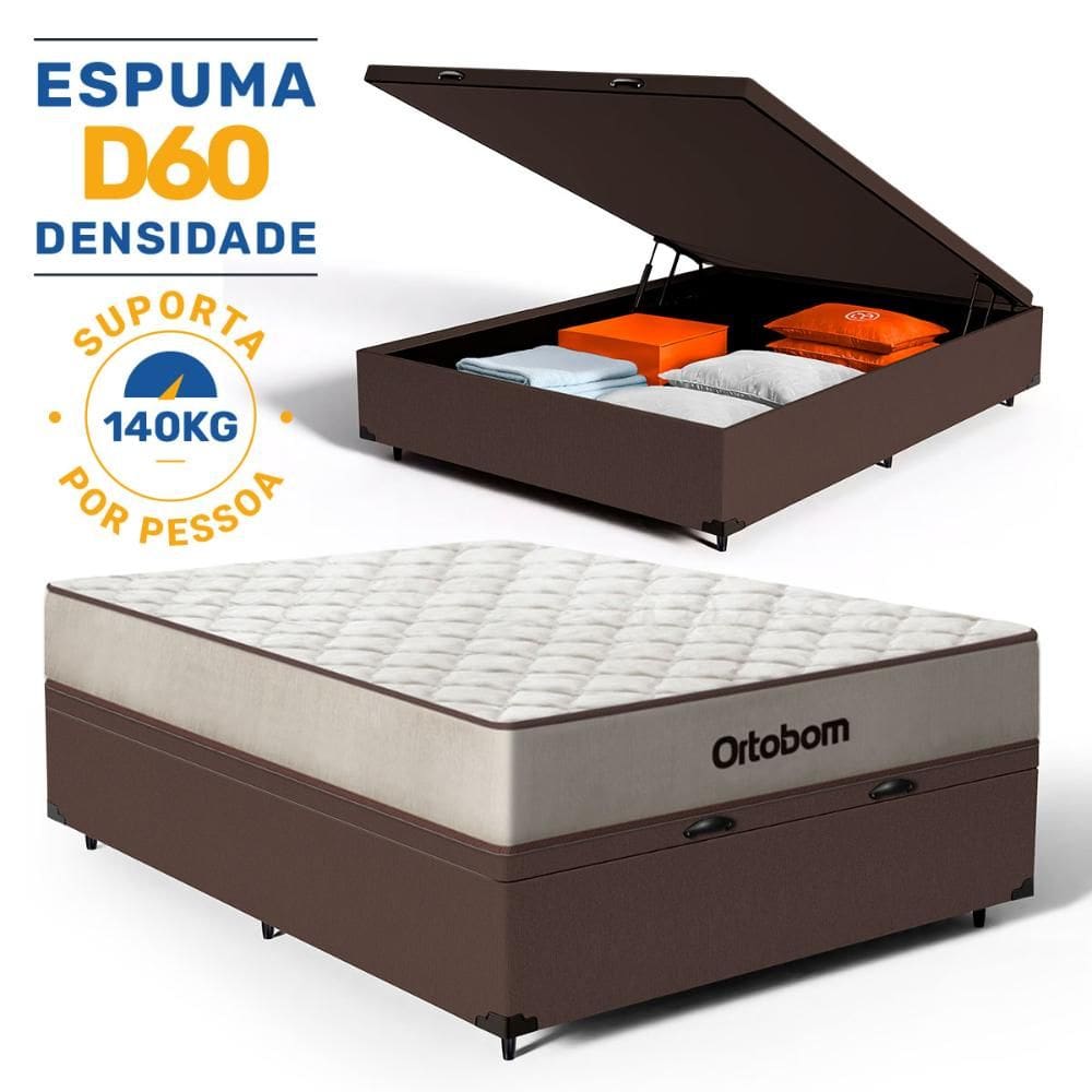 Cama Box Baú com Colchão de Espuma D60 Double Face Force Dream - Ortobom Casal 138cm