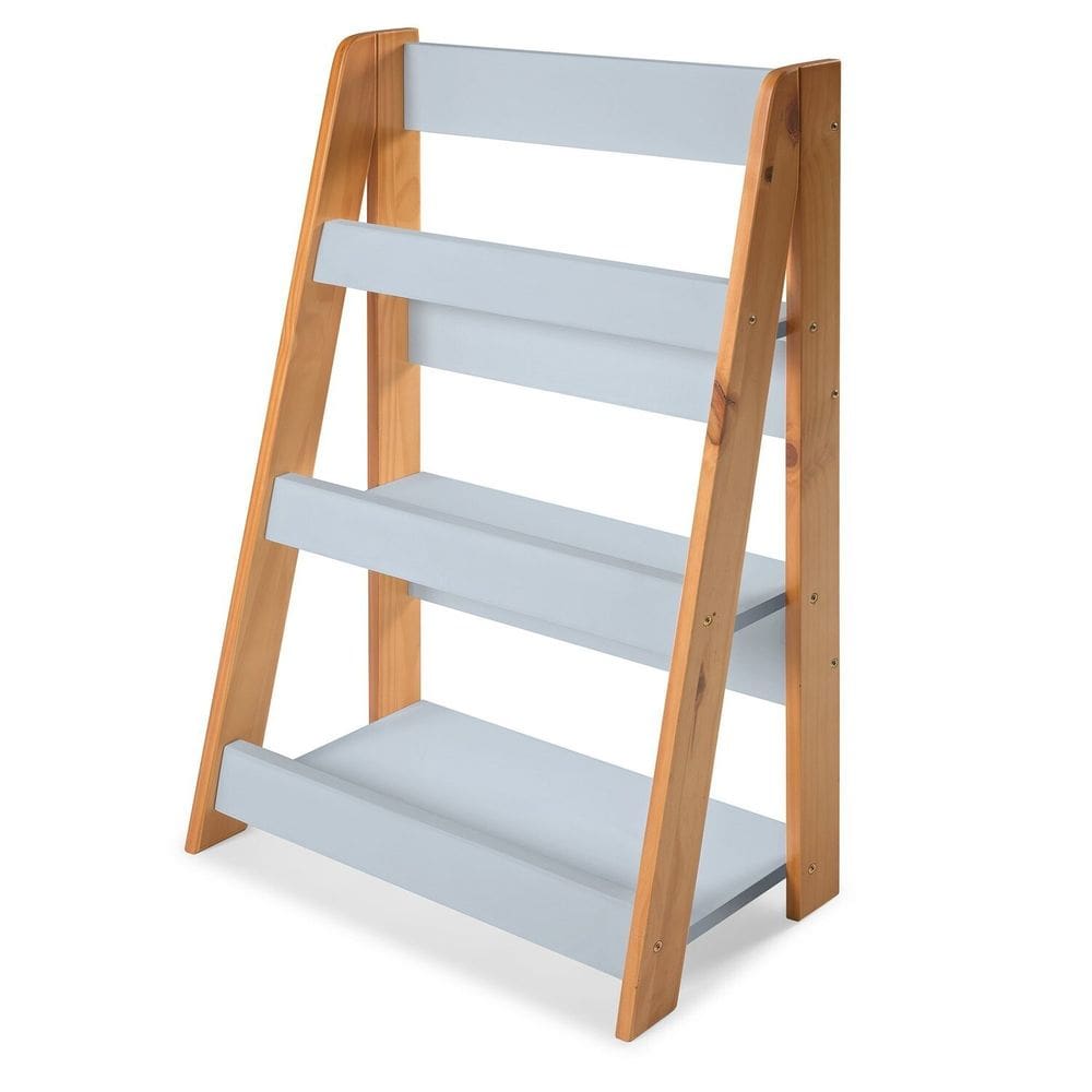Porta Livros de Chão 85cm X 24 Cm X 58 Cm Azul BB/Amêndoa