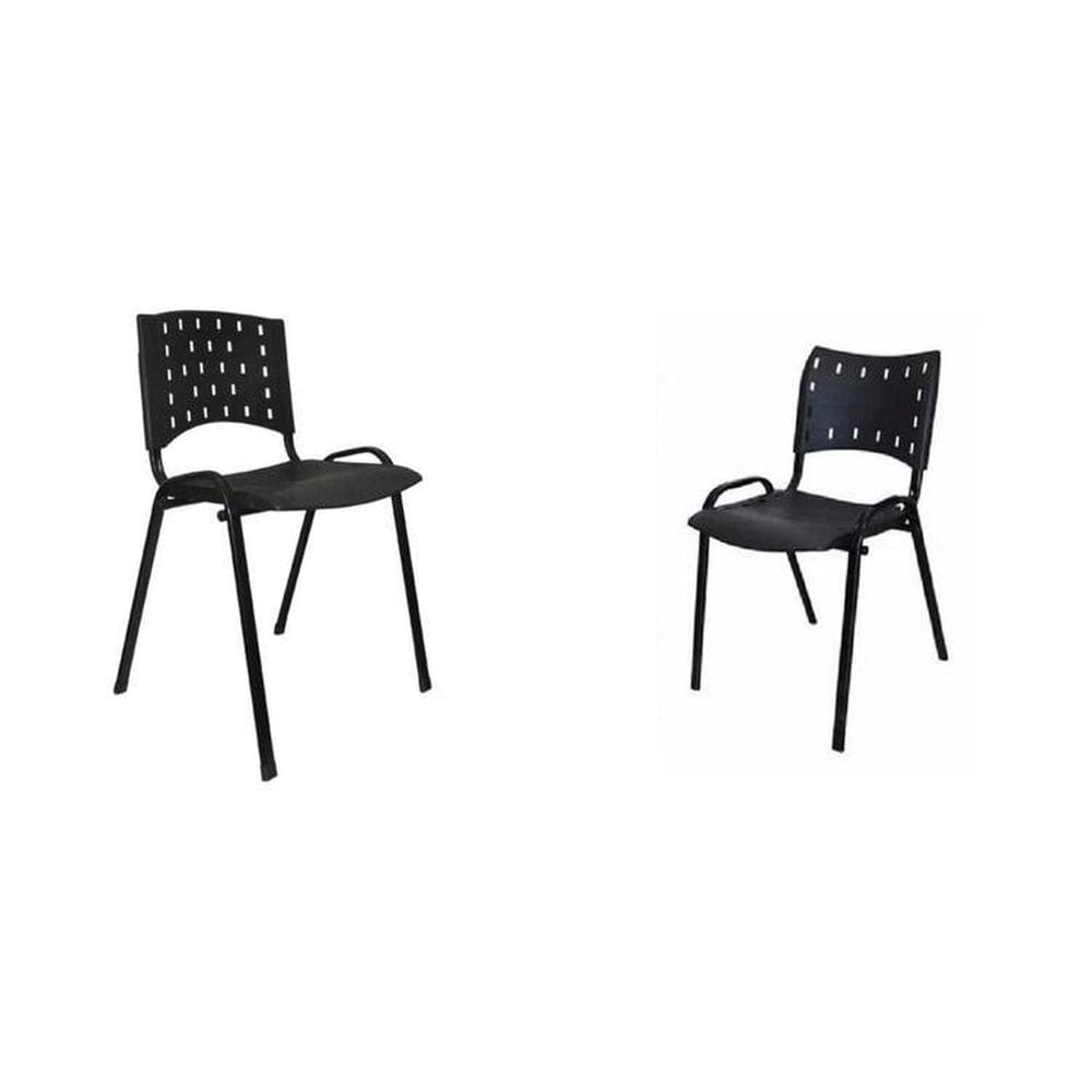 Kit de 2 Cadeiras Fixas em Metal Empilhável Preto