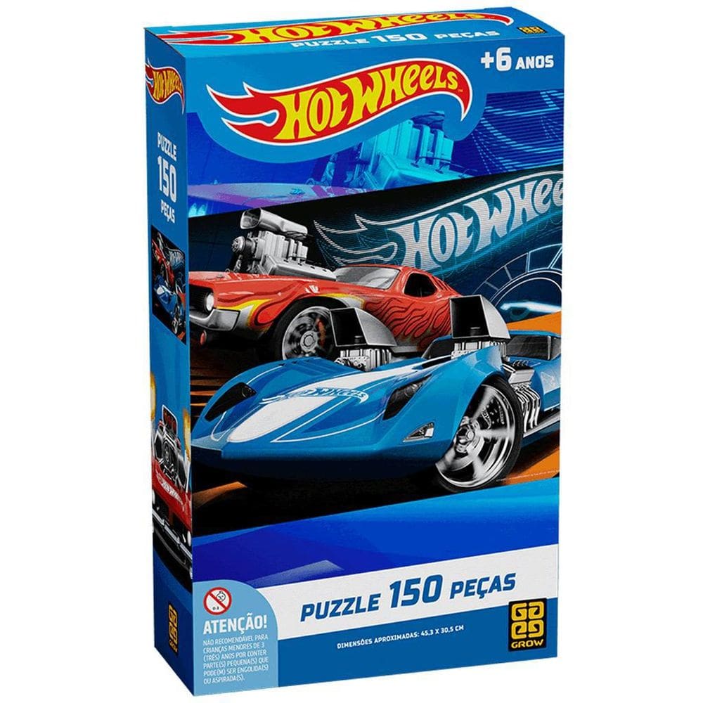 Quebra Cabeça Infantil Puzzle Hot Wheels 150 Peças Grow