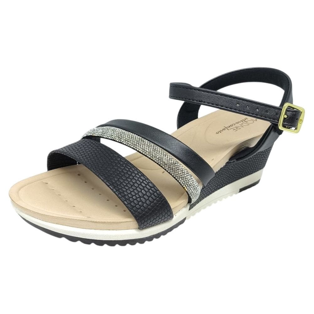 Sandália Feminina Anabela Média Comforto e Brilho Modare