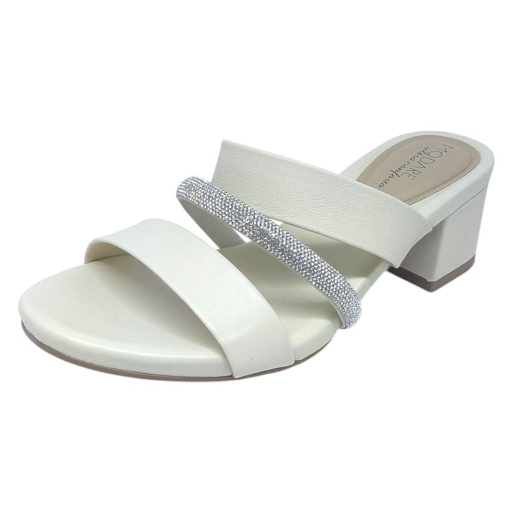 Tamanco Feminino Salto Bloco Médio Conforto Strass Modare