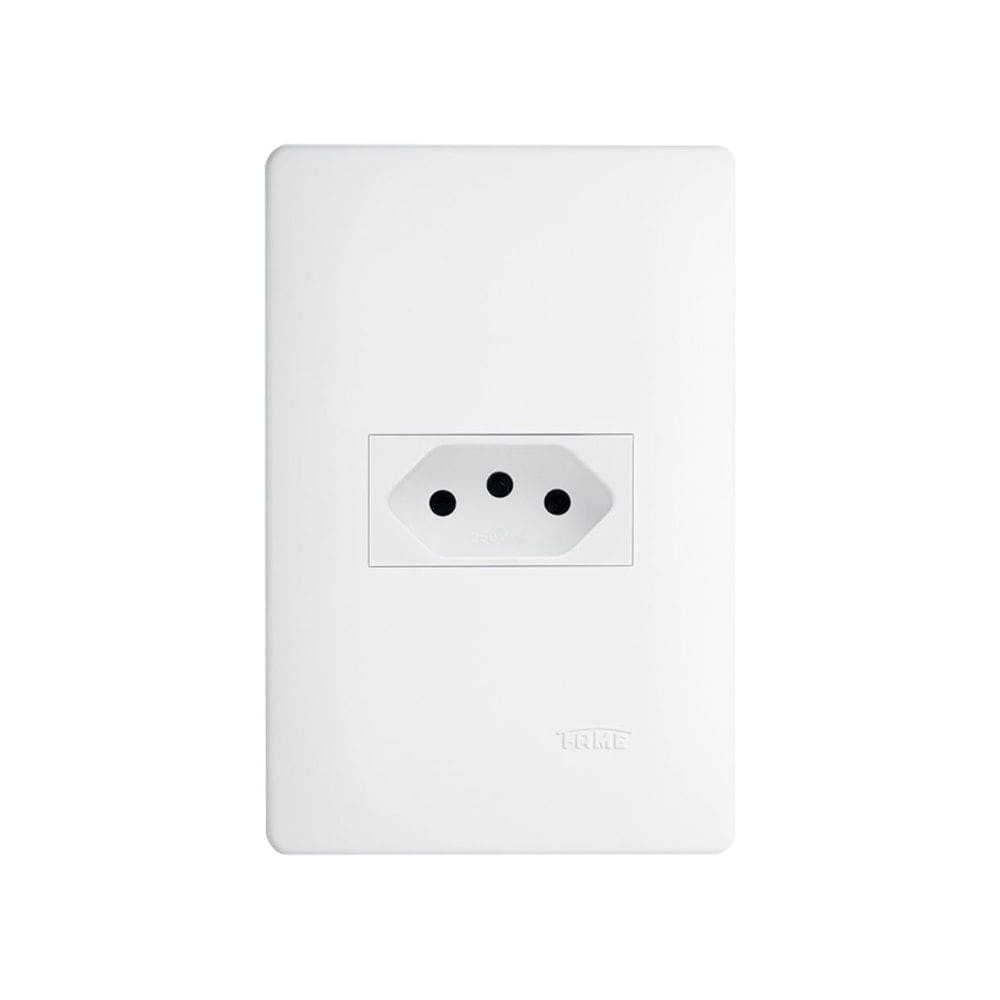 Tomada Fame Habitat 2P+T 10A com Placa 4x2 Branca