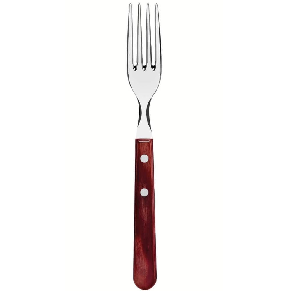 Kit 48 Garfos para Churrasco Tramontina Polywood Jumbo Inox Cabo Madeira Vermelho