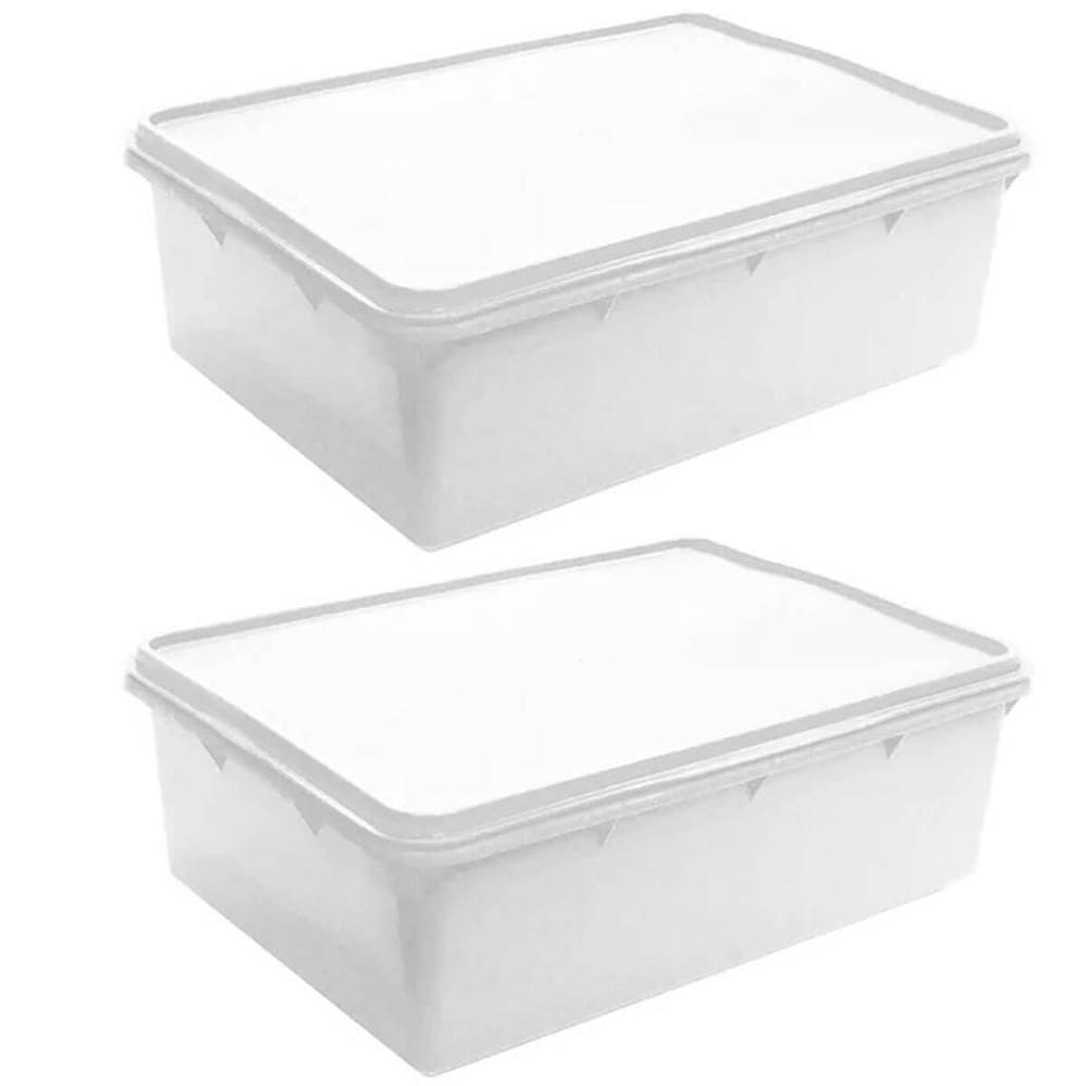 Kit 2 Caixas Organizadoras de Alimentos 11L Empilhável Hermética Plasvale Plástica Retangular