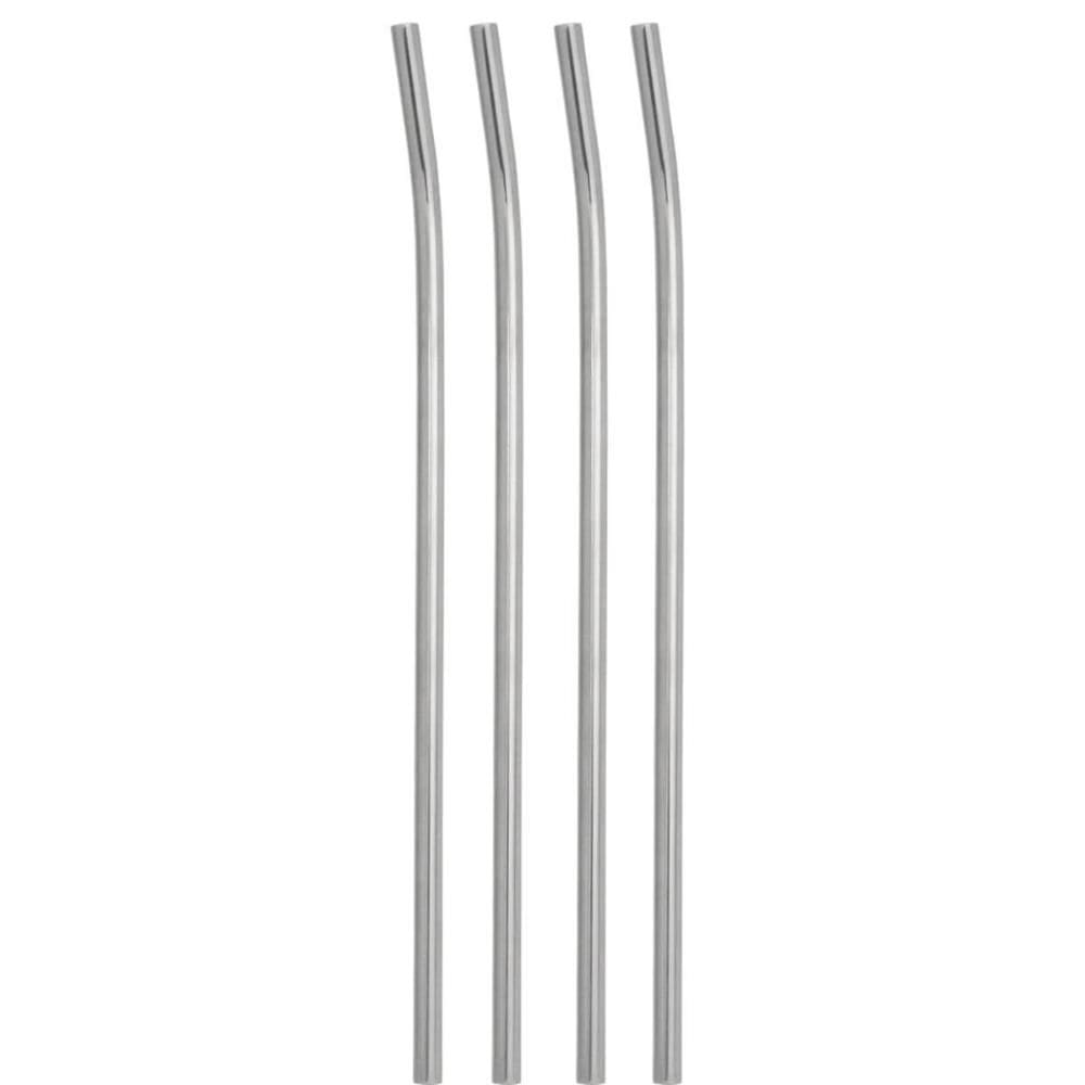 Kit 4 Canudos de Aço Inox Ecológicos 6,3mm 21cm Reutilizáveis Sustentáveis Curvados Bortonaggio