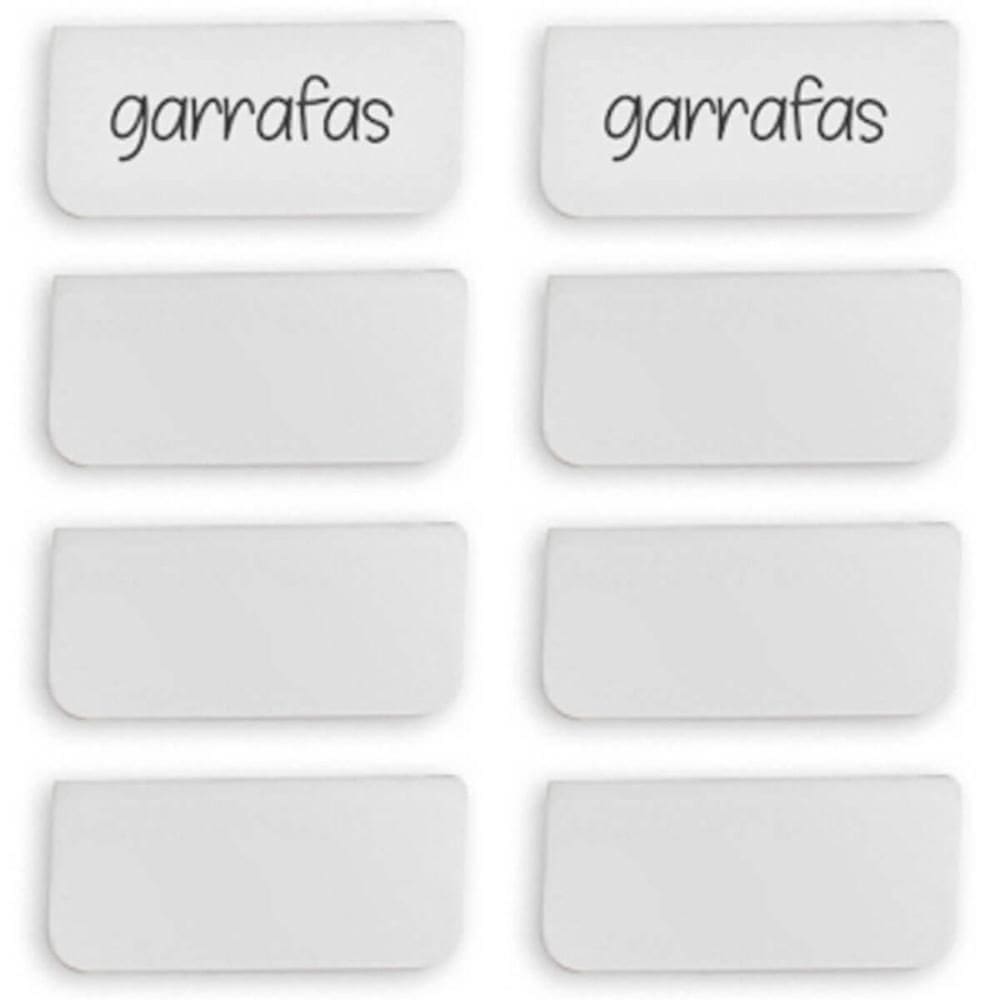 Kit 8 Placas Identificadoras 5,5x2,5cm Etiquetas Encaixe Branca Caixa Organizadora Ou