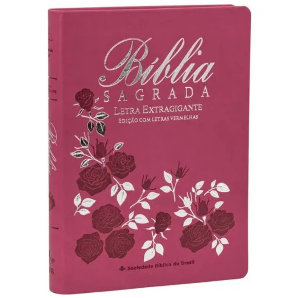 Bíblia Sagrada Letra Extra Gigante Almeida Revista Corrigida Arc Com Índice Lateral Luxo Sbb Pink Flor
