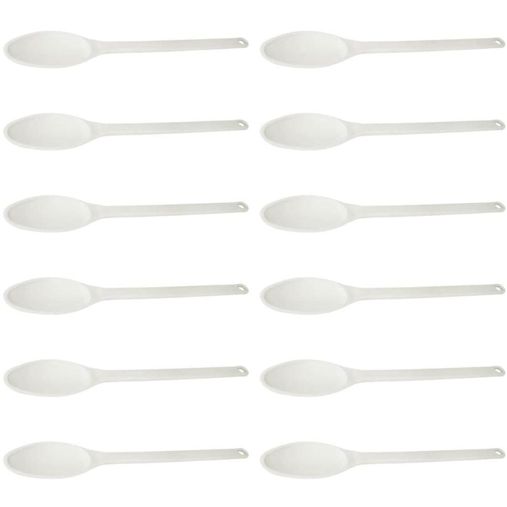 12 Colheres para Cozinha Industrial 59cm Plásticas Brancas Mexer Alimentos Restaurantes