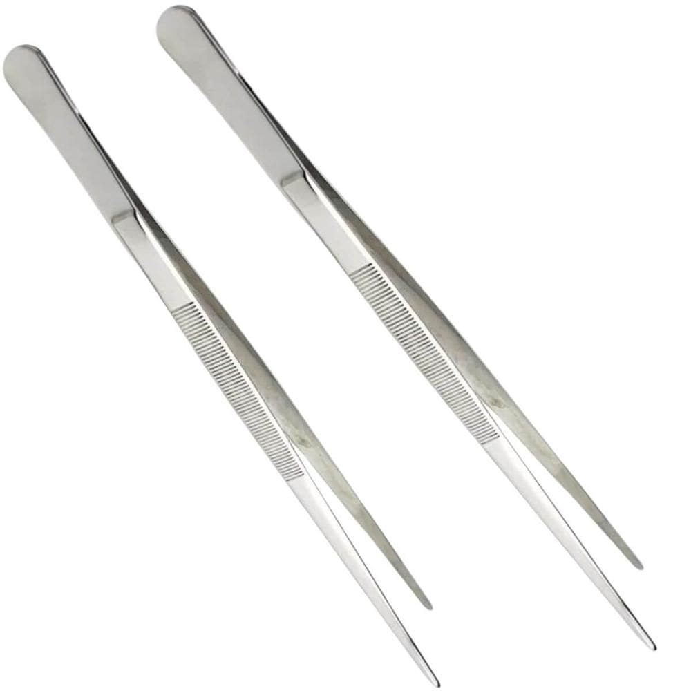 Kit 2 Pinças Culinárias 30cm Inox Lyor Cozinha Profissional Serrilha Reta Pegador Alimentos