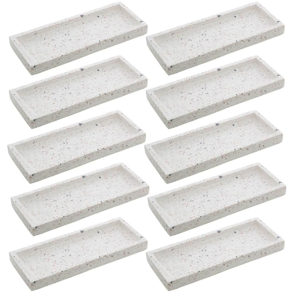 Kit 10 Bandejas de Mármore Retangulares 25x10cm Terrazzo Lyo