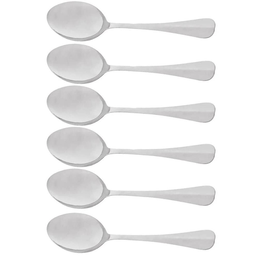 Kit 6 Colheres Aço Inox Servir Positano 26cm Lyor Colher Arroz Restaurante Sobremesas Assados
