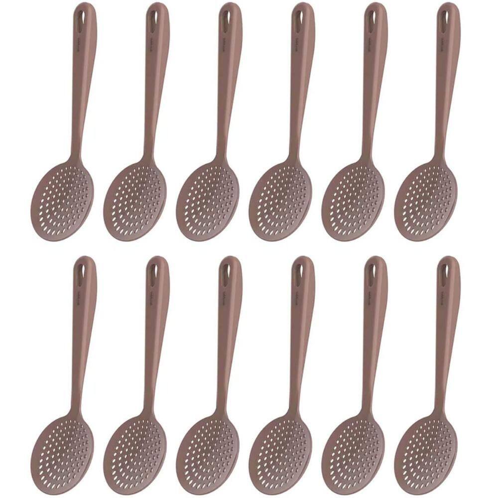 Kit 12 Espumadeiras Cozinha Fritura Arroz Escumadeira de Nylon Kitch Crippa Amêndoa