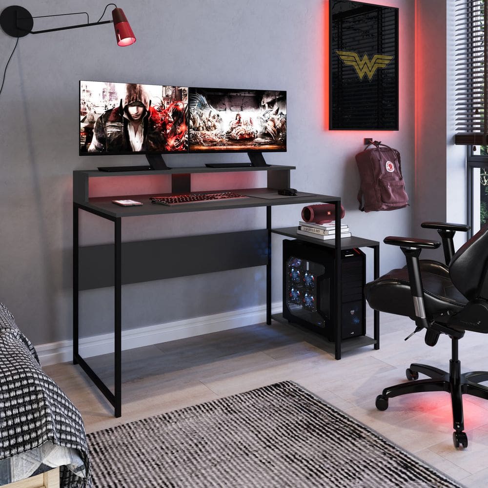 Mesa Gamer com Espaço para Gabinete RYZE 4500 Preto Grafite