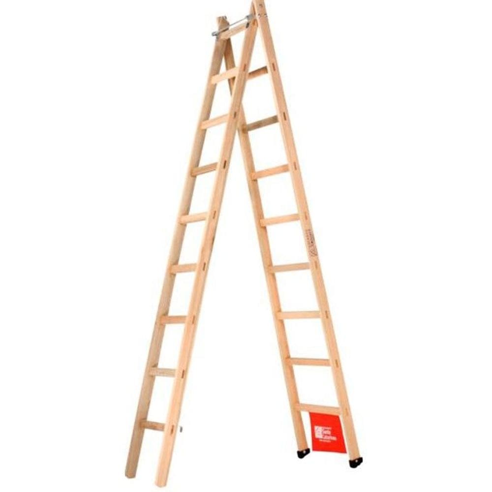 Escada de Madeira Santa Catarina Dupla, 9 Degraus