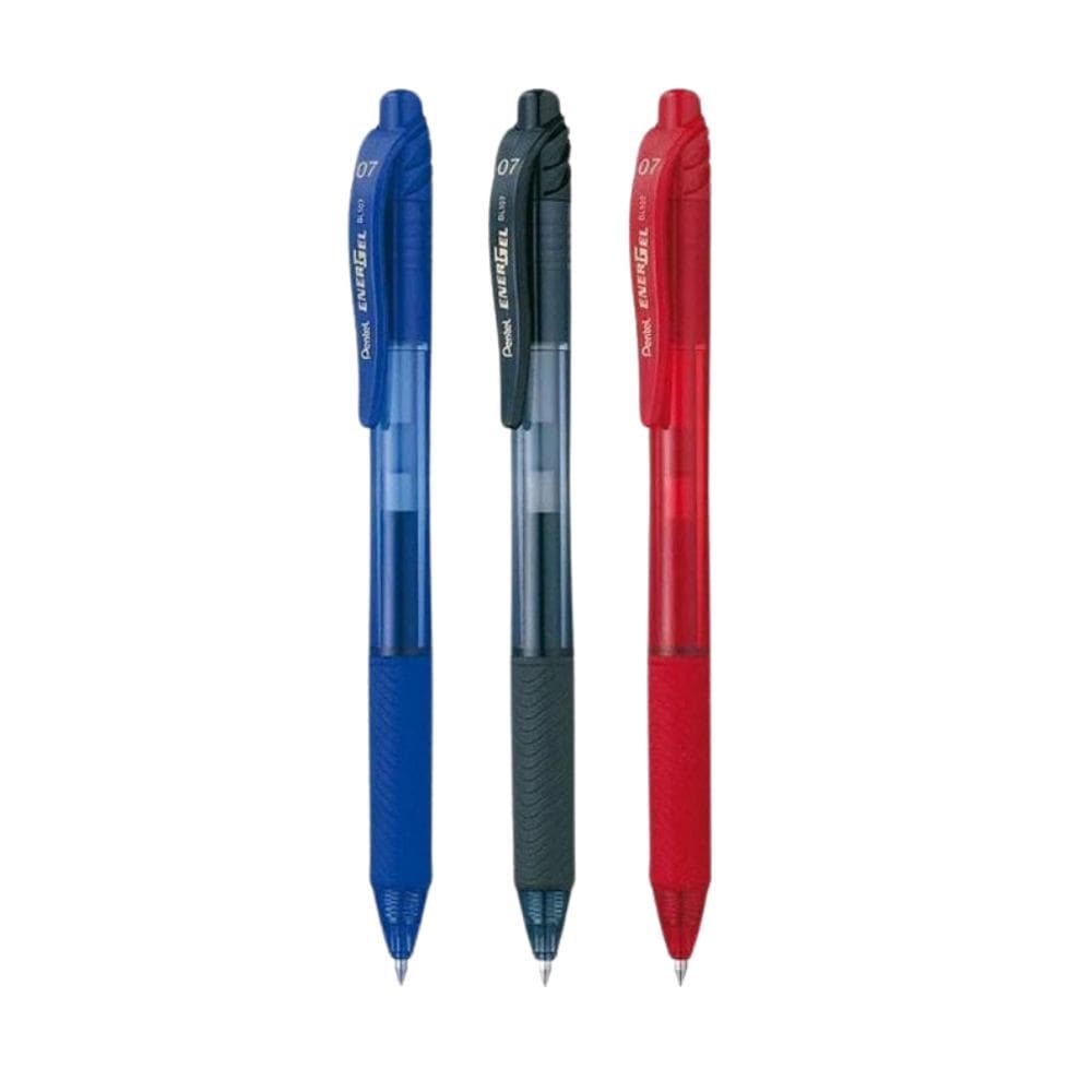 Kit 03 Canetas Gel EnerGel-X 0.7mm Retrátil Azul, Preto, Vermelho - PENTEL
